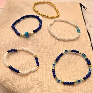 NIP - Evil Eye Beaded Bracelet Set – 5 Pieces